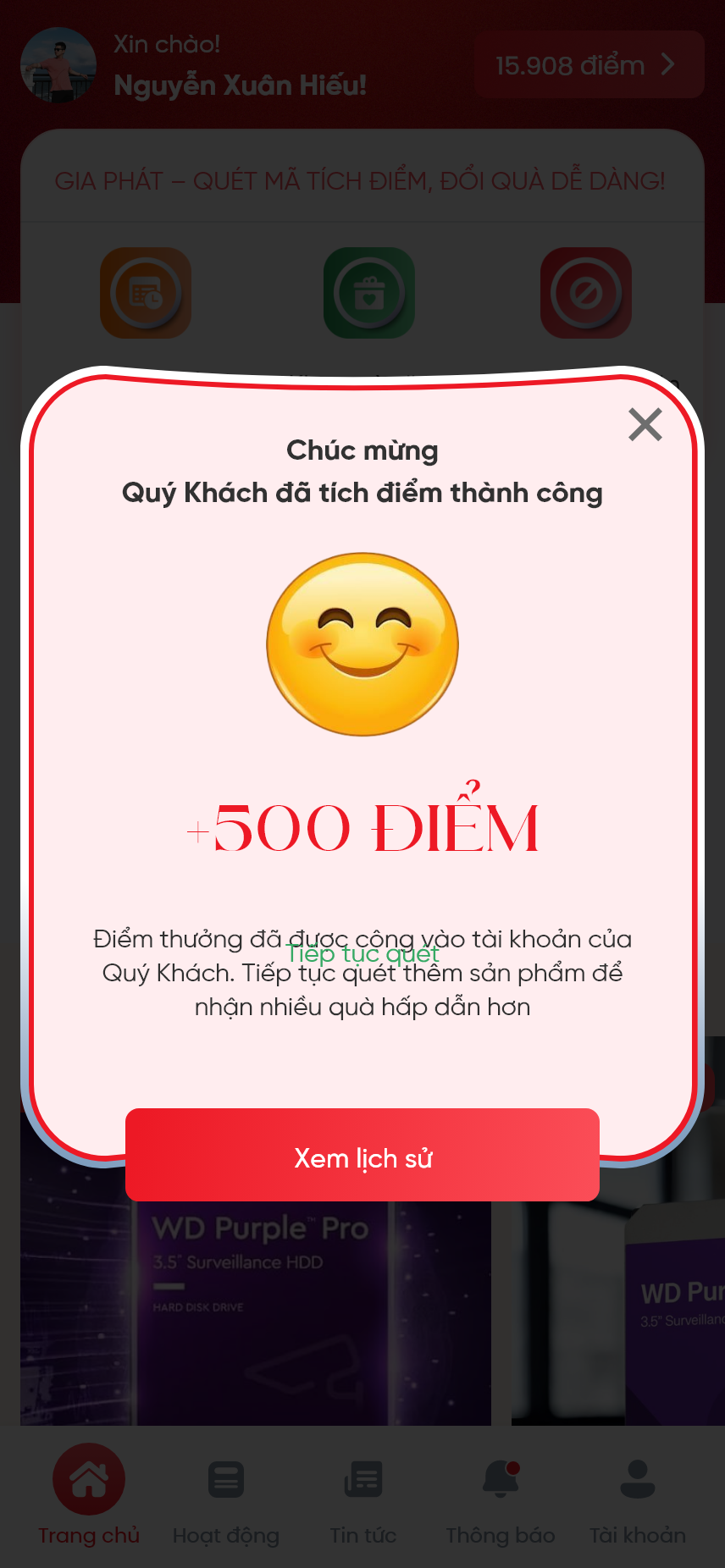 Ứng dụng Tích điểm, đổi quà tặng